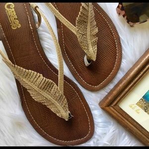 Gold Feather Rhinestone Carlos Santana Sandal